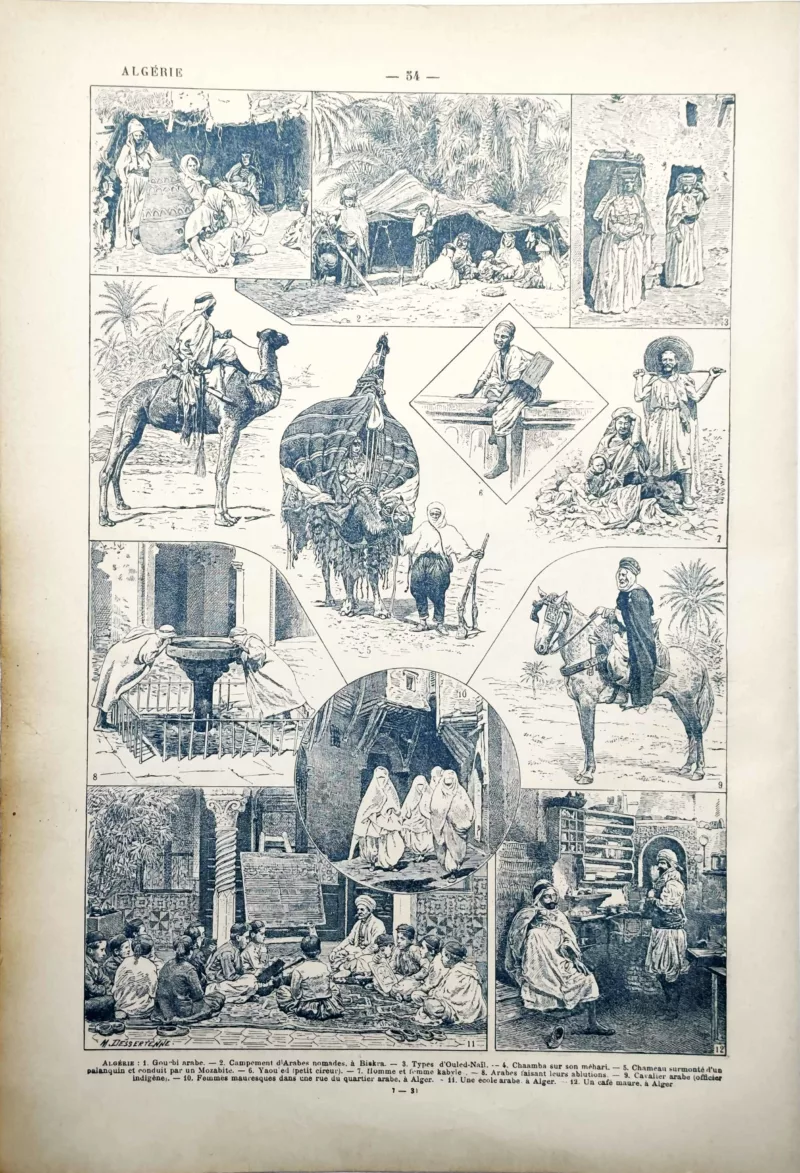 LU11922ALGE-V-algerie Algérie, scènes de vie et costumes par Jacques Maurice Dessertenne, planche de 1922