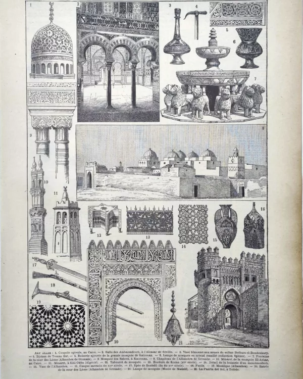 LU11922ARAB-R-art-arabe Art arabe, architecture, objets et motifs décoratifs, planche ancienne de 1922