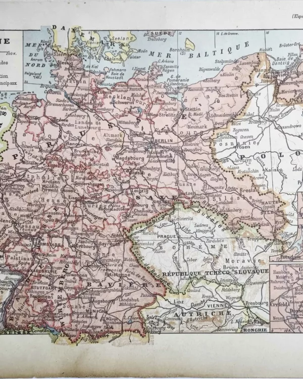 LU11931ALLE-R-allemagne-1931 Allemagne, carte politique et ferroviaire en couleurs mise à jour en 1931