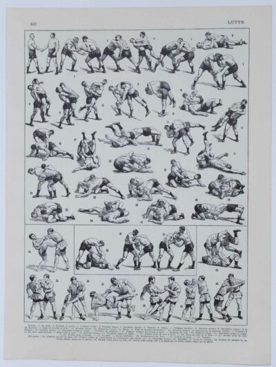 Lutte, 40 prises et mouvements, planche sportive 1930