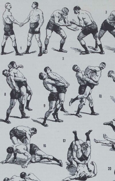 Lutte, 40 prises et mouvements, planche sportive 1930