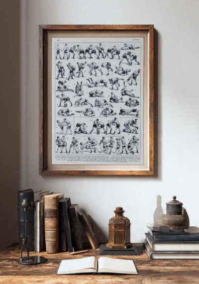 Lutte, 40 prises et mouvements, planche sportive 1930