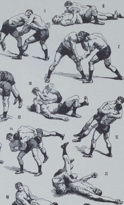 Lutte, 40 prises et mouvements, planche sportive 1930