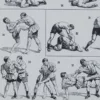 Lutte, 40 prises et mouvements, planche sportive 1930 – planche encadrée en décoration murale