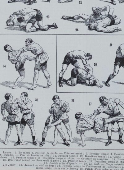 Lutte, 40 prises et mouvements, planche sportive 1930