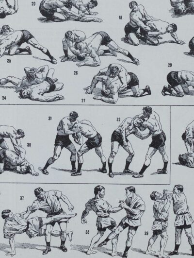 Lutte, 40 prises et mouvements, planche sportive 1930