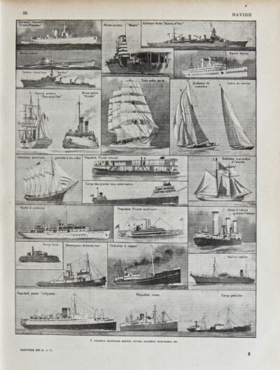 Navires, planche encyclopédique originale 1930