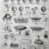 Aérostation, ballons et dirigeables, planche originale 1897