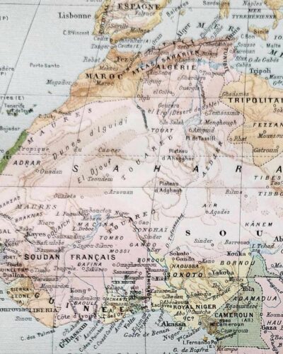 Afrique, carte, illustrations naturalistes, planche originale 1897