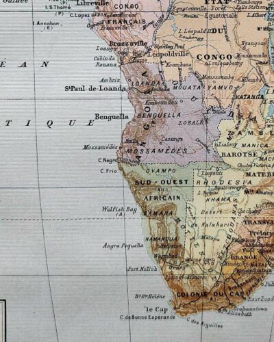 Afrique, carte, illustrations naturalistes, planche originale 1897
