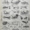 Agriculture, machines et outils, deux planches originales 1897