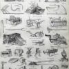 Agriculture, machines et outils, deux planches originales 1897
