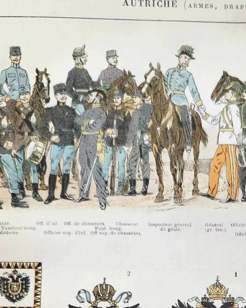 nli1-autriche-armee-drapeaux-a13.jpg Autriche-Hongrie, L’Empire multiculturel (1897) – détail de la planche ancienne