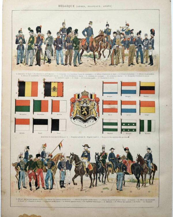 Belgique, Le cœur de l’Europe, planche originale de 1897
