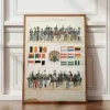 Belgique, Le cœur de l’Europe, planche originale de 1897 – planche encadrée en décoration murale