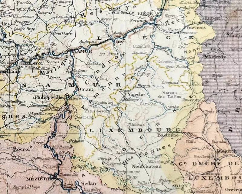 Belgique, Le cœur de l’Europe, planche originale de 1897 – détail de la planche ancienne