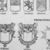 Blasons et héraldique, planche encyclopédique 1948 – verso encadré en décoration murale