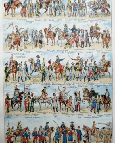 Cavalerie française, évolution historique, planche originale 1948
