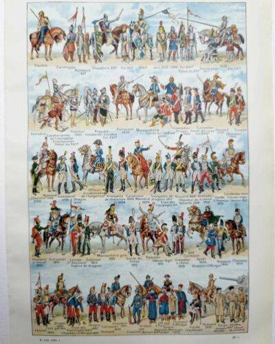 Cavalerie française, évolution historique, planche originale 1948