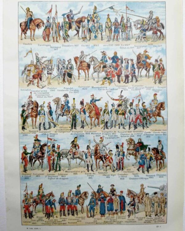Cavalerie française, évolution historique, planche originale 1948