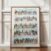 Cavalerie française, évolution historique, planche originale 1948 – planche encadrée en décoration murale