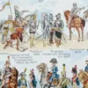 Cavalerie française, évolution historique, planche originale 1948 – détail de la planche ancienne