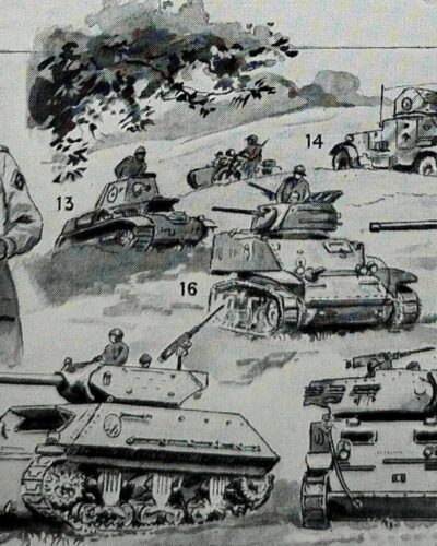 Cavalerie française, évolution historique, planche originale 1948