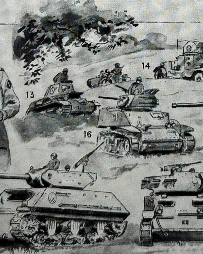Cavalerie française, évolution historique, planche originale 1948 – verso encadré en décoration murale