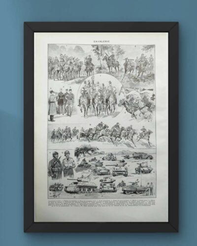 Cavalerie française, évolution historique, planche originale 1948