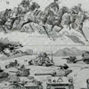 Cavalerie française, évolution historique, planche originale 1948 – verso encadré en décoration murale