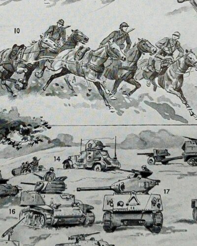 Cavalerie française, évolution historique, planche originale 1948