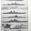 Cuirassés et navires militaires, planche 1948 – planche ancienne entière