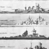 Cuirassés et navires militaires, planche 1948 – détail de la planche ancienne
