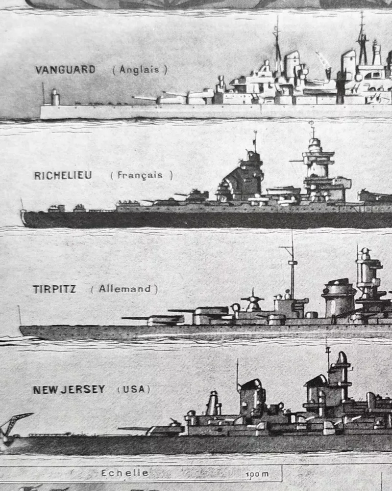 Cuirassés et navires militaires, planche 1948 – détail de la planche ancienne
