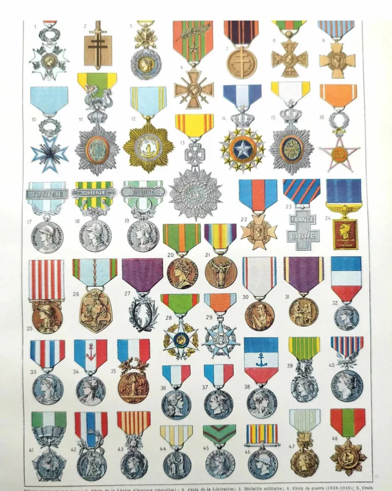 Décorations et distinctions honorifiques , planche 1948 – planche ancienne entière