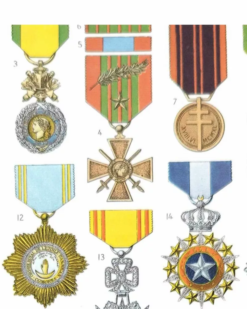 Décorations et distinctions honorifiques , planche 1948 – détail de la planche ancienne