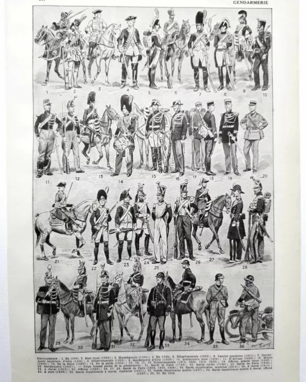 nlu1-gendarmerie-uniformes-a11 Gendarmerie française, uniformes historiques, planche 1948