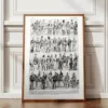 Gendarmerie française, uniformes historiques, planche 1948 – planche encadrée en décoration murale