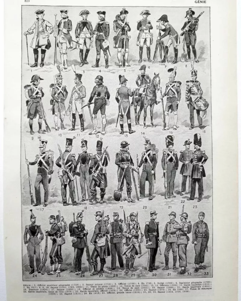 Génie, uniforme et tenues, planche originale de 1948