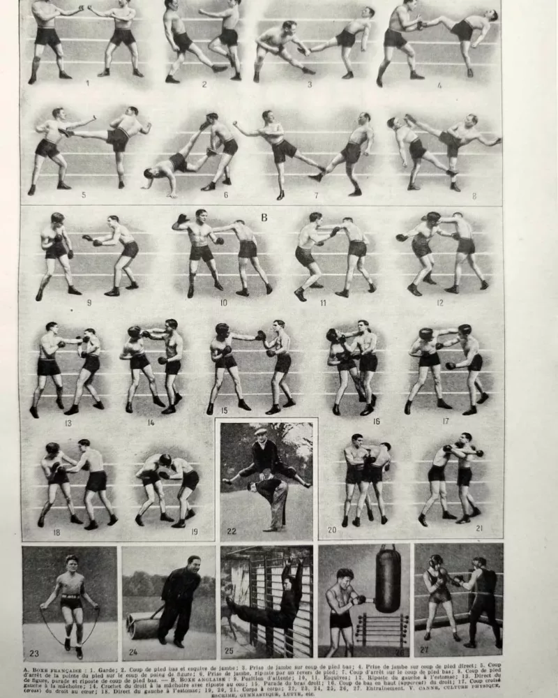 Sports et pratiques sportives, lot de 6 planches 1948 – planche ancienne entière