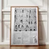 Sports et pratiques sportives, lot de 6 planches 1948 – planche encadrée en décoration murale