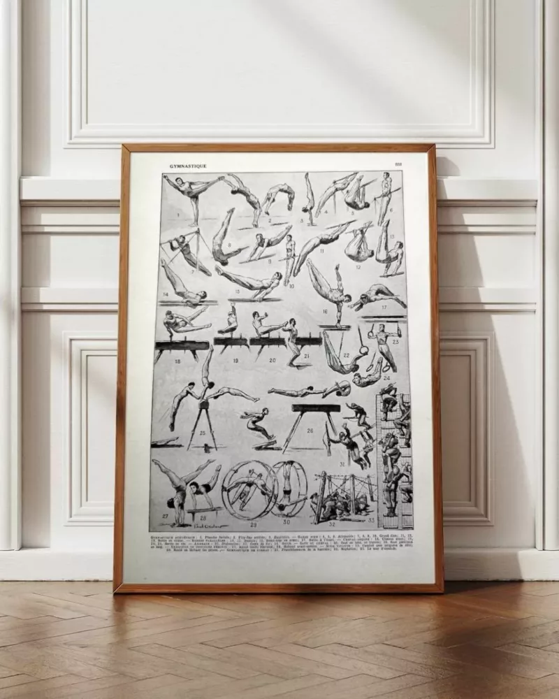 Sports et pratiques sportives, lot de 6 planches 1948 – planche encadrée en décoration murale