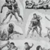 Sports et pratiques sportives, lot de 6 planches 1948 – détail de la planche ancienne