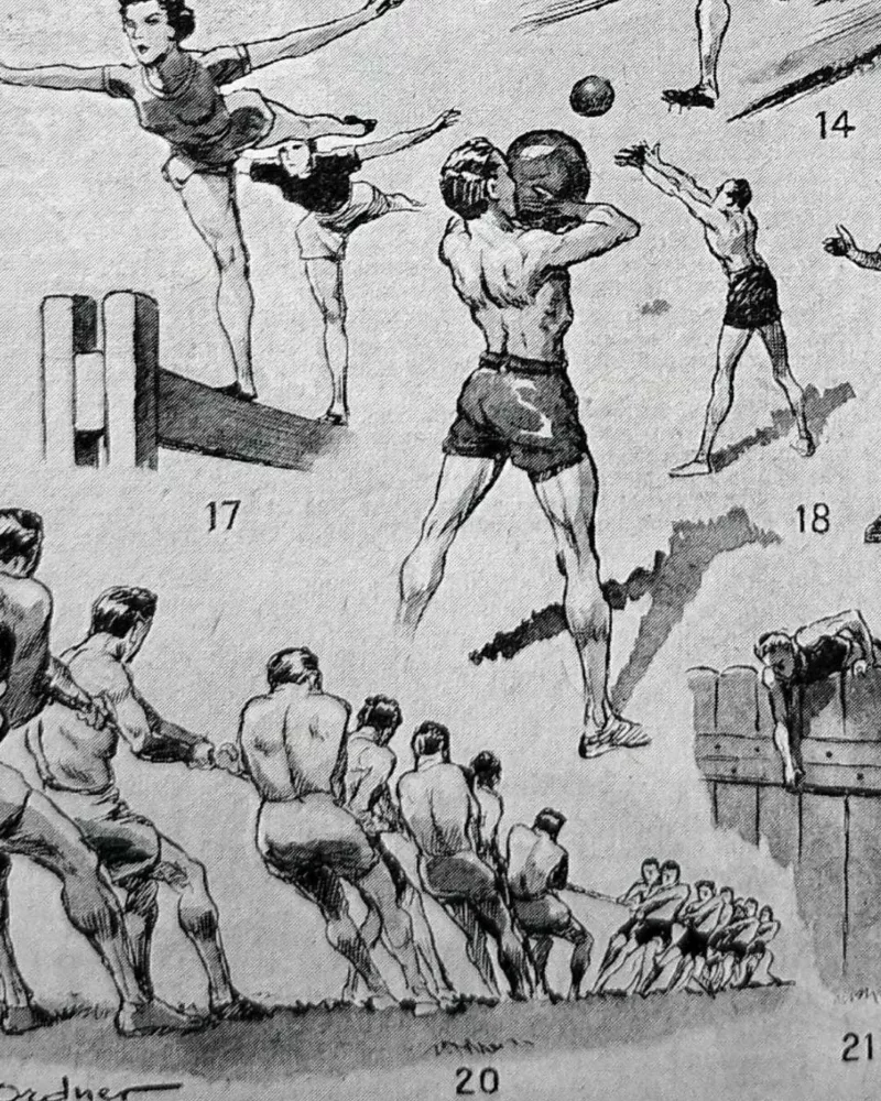 Sports et pratiques sportives, lot de 6 planches 1948 – détail de la planche ancienne