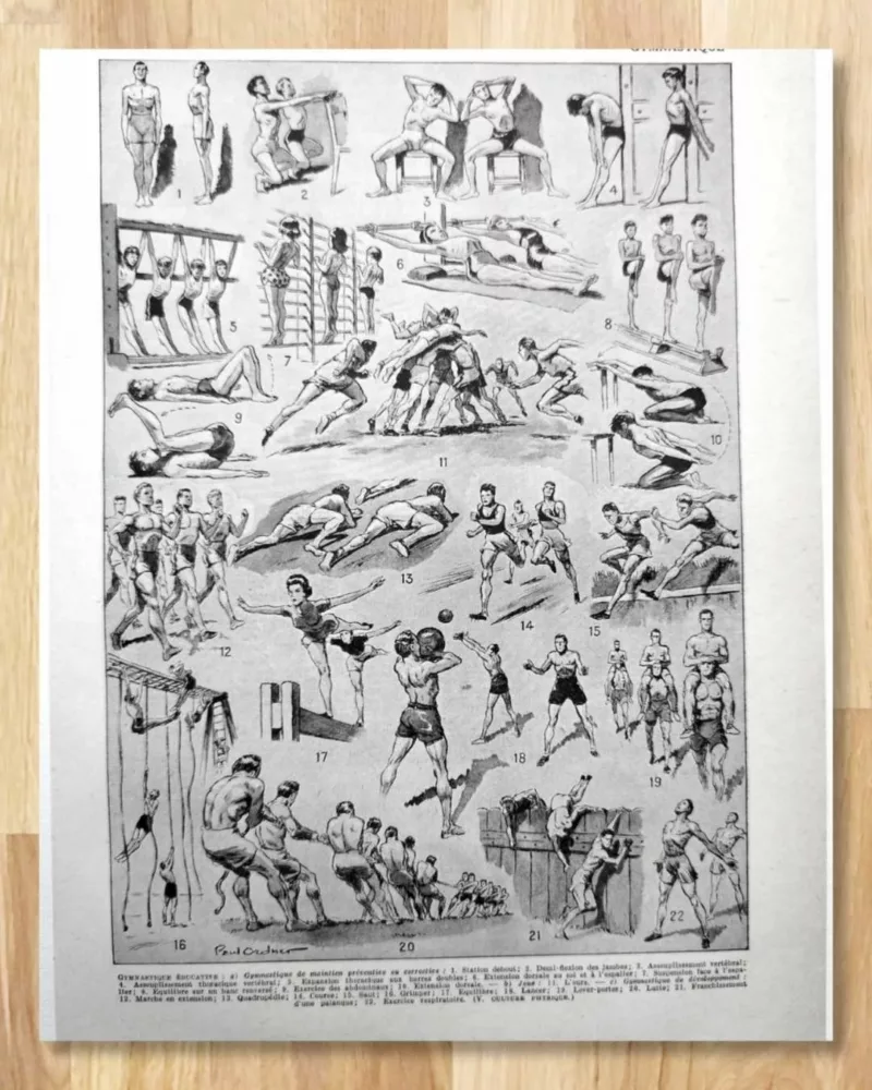 Sports et pratiques sportives, lot de 6 planches 1948 – verso du document ancien