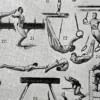 Sports et pratiques sportives, lot de 6 planches 1948 – verso encadré en décoration murale