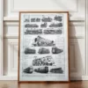 nlu2-locomotives-trains-a12 Locomotives à vapeur, électriques et Diesel, planche 1949 – planche encadrée en décoration murale
