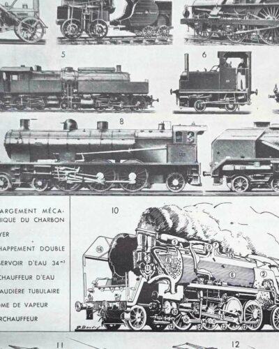 Locomotives à vapeur, électriques et Diesel, planche 1949