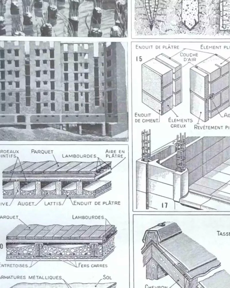 nlu2-maisons-architecture-a13 Architecture et construction, planche encyclopédique 1949 – détail de la planche ancienne