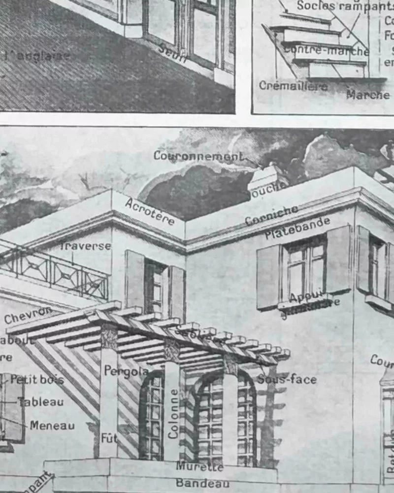 nlu2-maisons-architecture-a22 Architecture et construction, planche encyclopédique 1949 – verso encadré en décoration murale